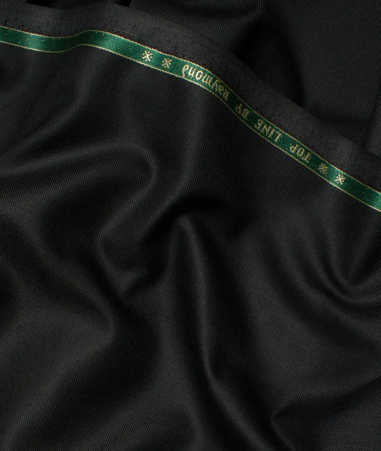 Deep Charcoal Black by Raymond Top Line (Unstitched Suiting Fabric) - Detailory