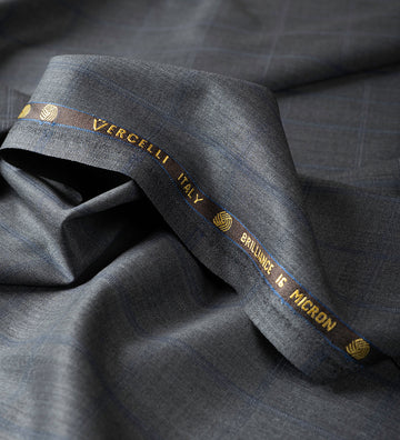 Pietra Grey Check by Vercelli Italy (Unstitched Suiting Fabric)